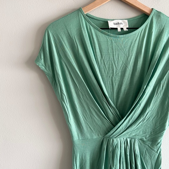 ba&sh Tisha Draped T-Shirt Dress | Green | Size XS, US 2 - Picture 7 of 16